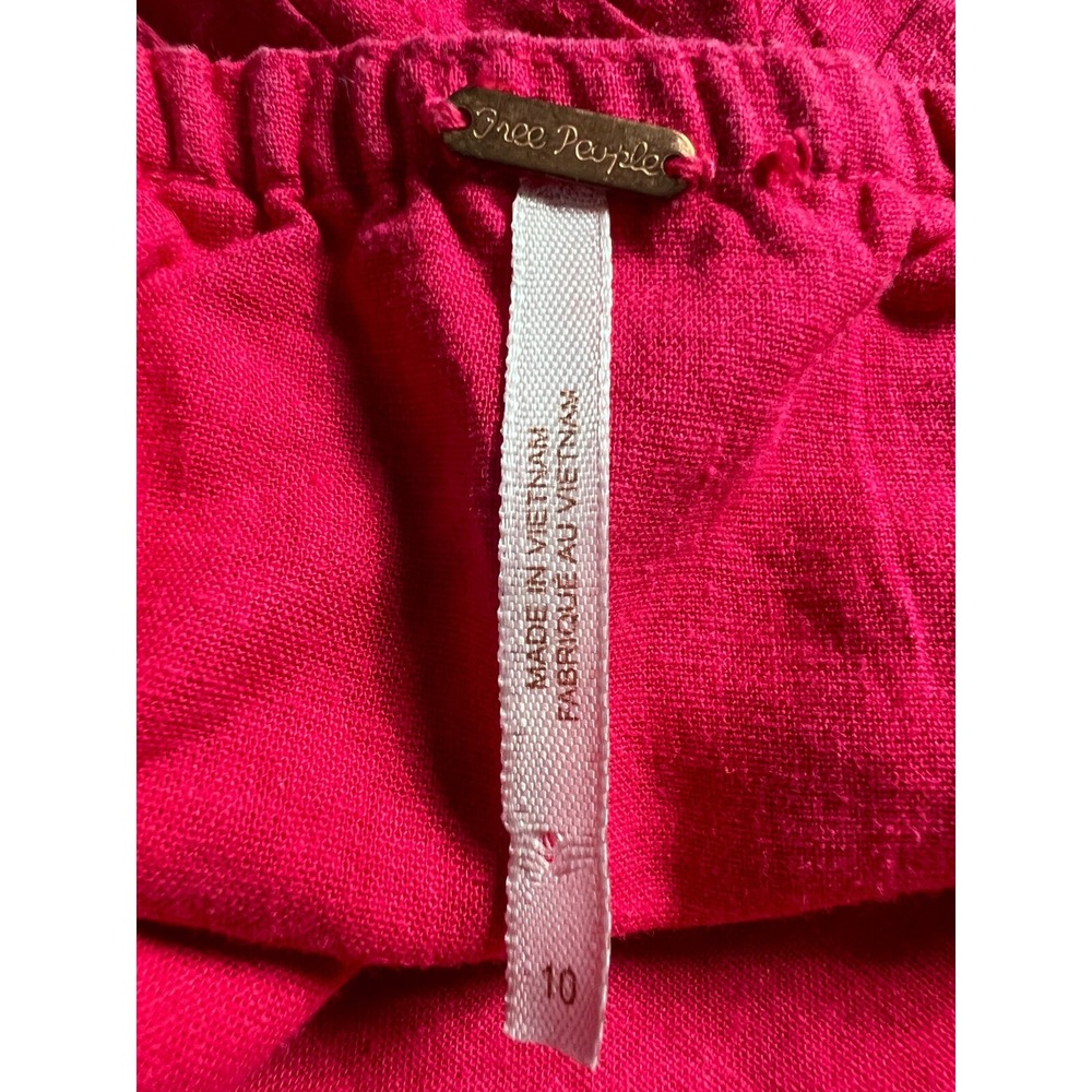 Free People Hot Hibiscus Santorini Maxi Dress Strapped Linen Blend Size 10 - Picture 15 of 16